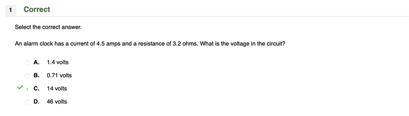 An alarm clock has a current of 4.5 amps and a resistance of 3.2 ohms. What is the-example-1