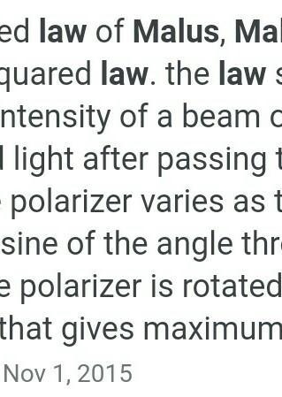 Can anyone help me learn Malus's law in optics?​-example-1