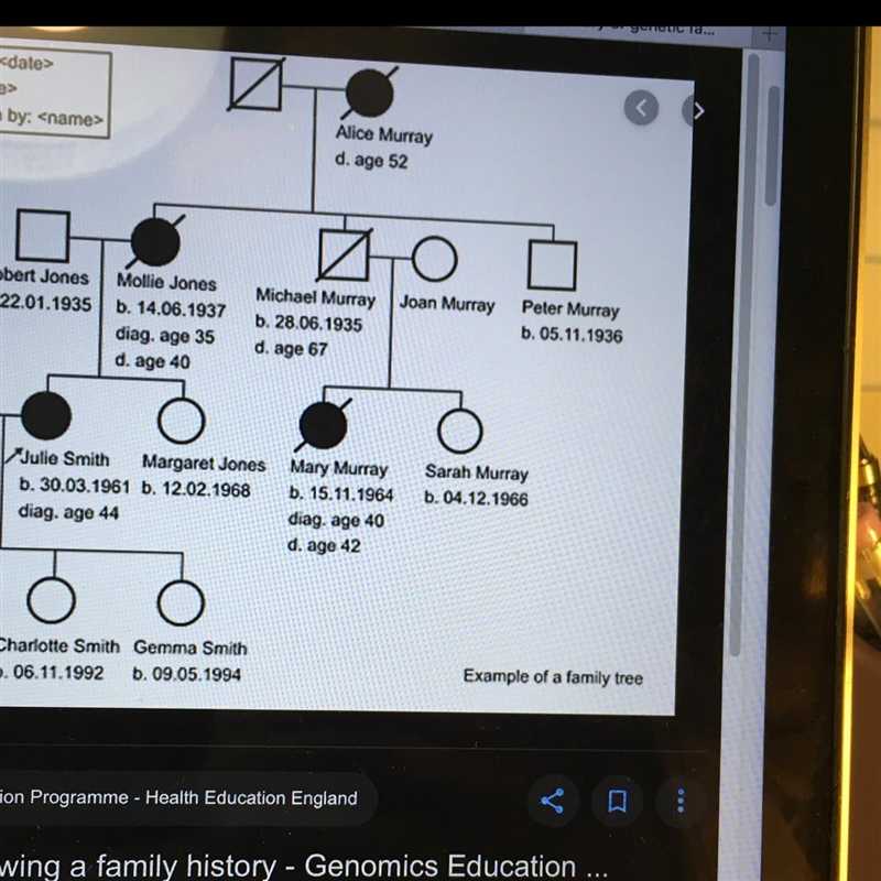 Which kind of illustration would you use to show a history of genetic characteristics-example-1