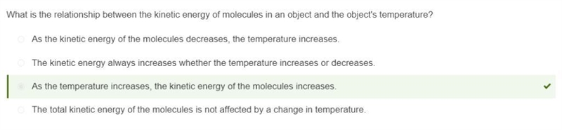 3. What is the relationship between the kinetic energy of molecules in an object and-example-1