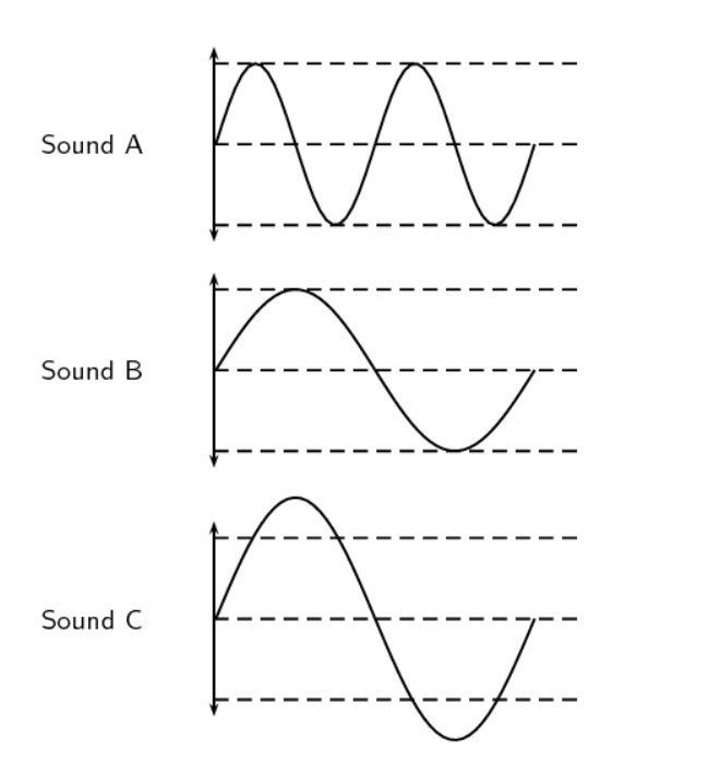 a picture of a sound wave is shown. which sectiob has the greatest amplitude and will-example-1