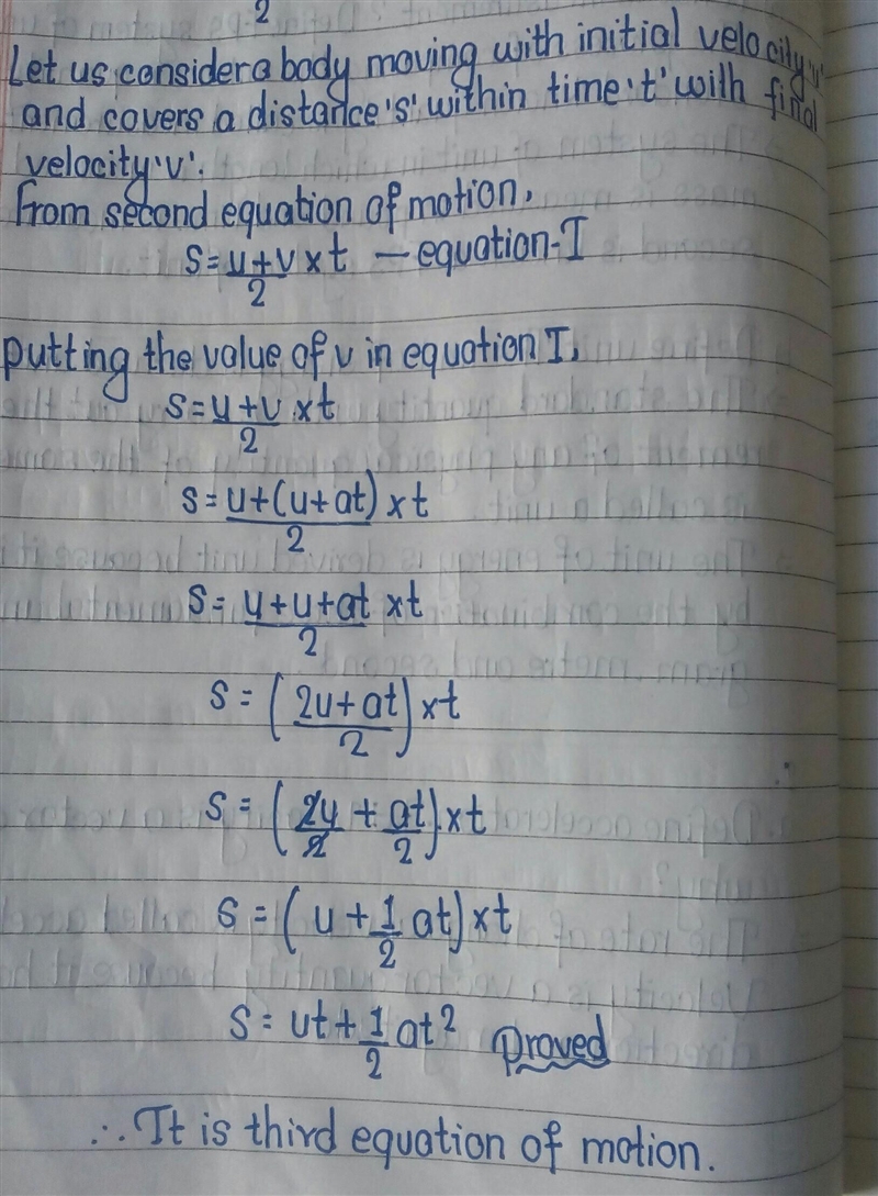 Derive 2nd and 3rd equation of motion​-example-1