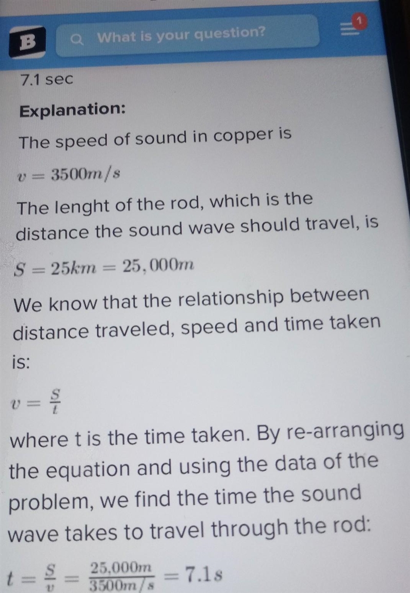 How long will it take for sound impulse to travel to Copper Rod 25 kilometers long-example-1