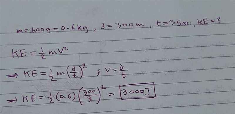 A Physics text book weighing 600 grams falls from a book shell, a distance of 300em-example-1