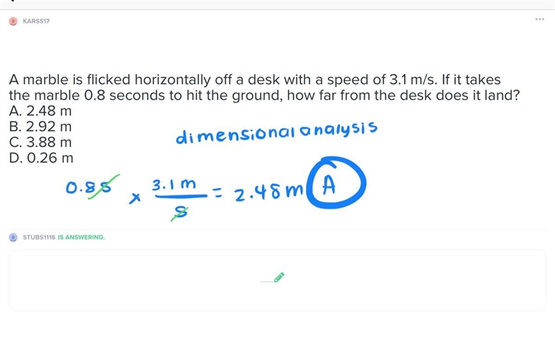 A marble is flicked horizontally off a desk with a speed of 3.1 m/s. If it takes the-example-1