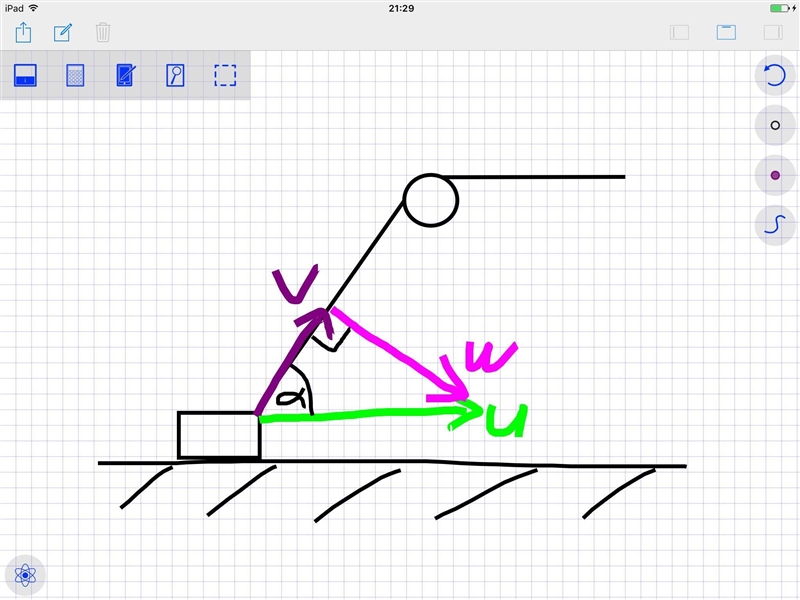 The problem is in the picture.We know the alpha angle and the constant value of velocity-example-1