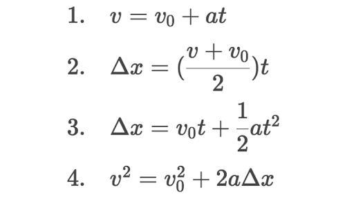 What are the kinematic formulas?​-example-1