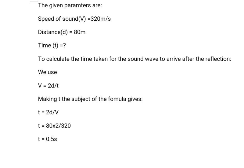 A boy yells in a narrow valley. The sound reflects off of a boulder that is 80m away-example-1