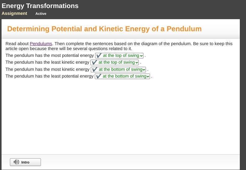 Read about Pendulums. Then complete the sentences based on the diagram of the pendulum-example-1