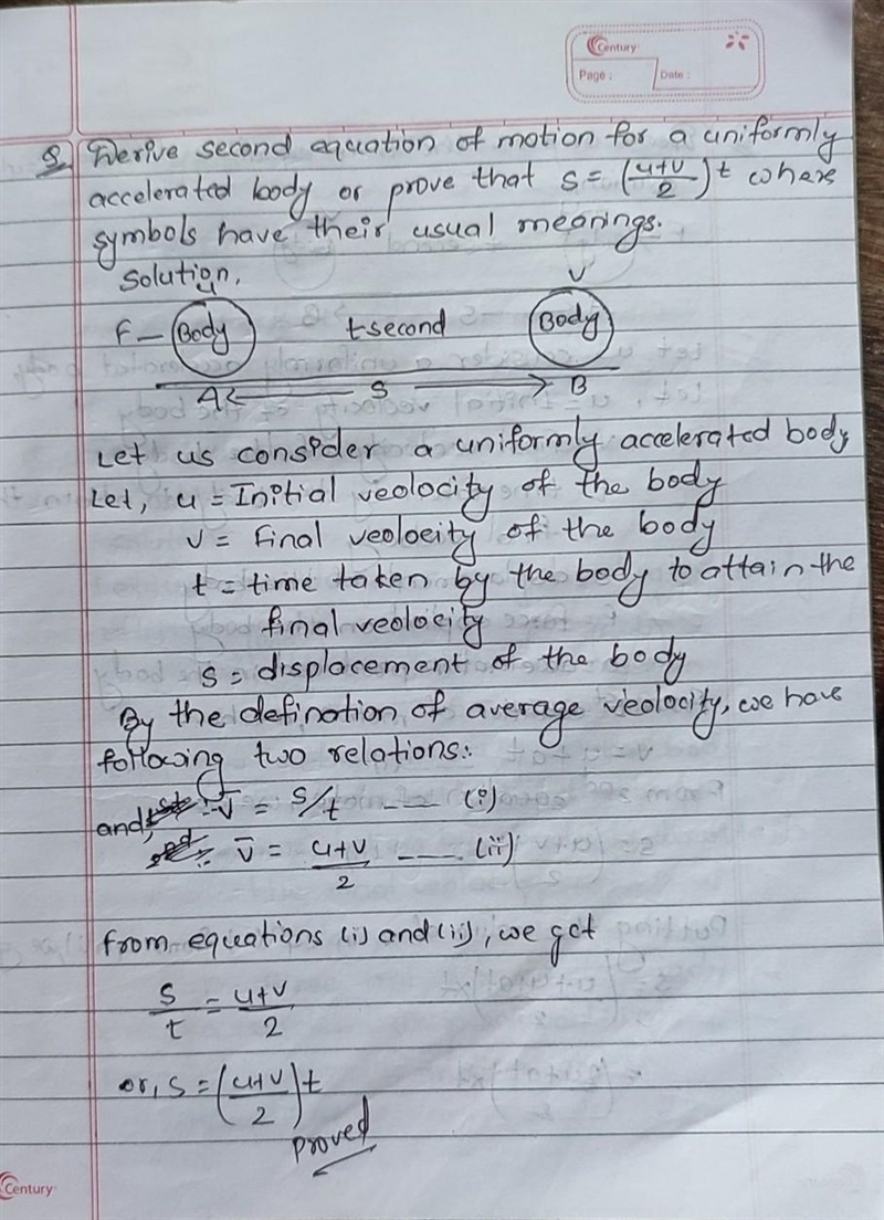 Derive 2nd and 3rd equation of motion​-example-1