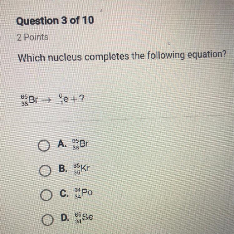 Which nucleus completes the following equation?-example-1