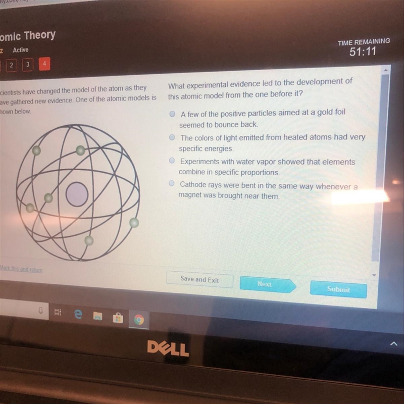 What experimental evidence led to the department of this atomic model from the one-example-1