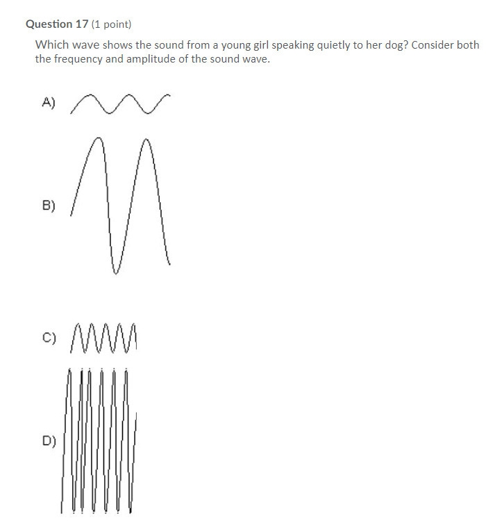 PLEASE HELP ASAP!!! CORRECT ANSWER ONLY PLEASE!!! Which wave shows the sound from-example-1