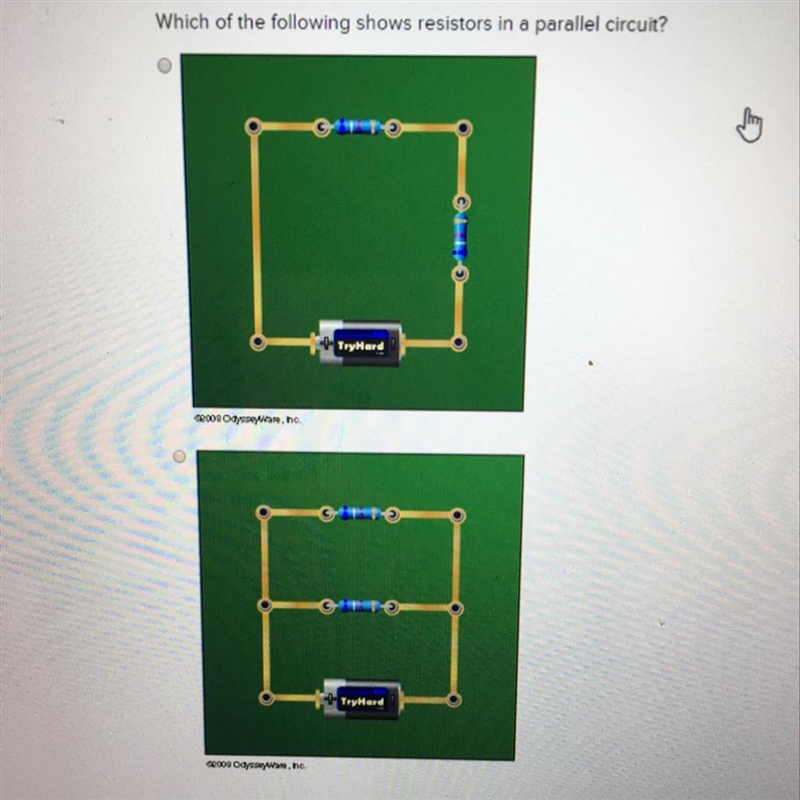 Which of the following shows resistors in a parallel circuit-example-1