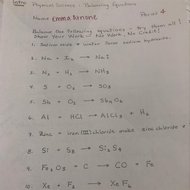 How do you balance equations for physical science ?-example-1