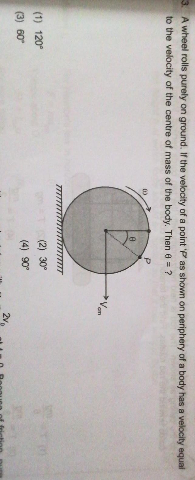 A wheel rolls purely on ground. If the velocity of a point 'P as shown on periphery-example-1