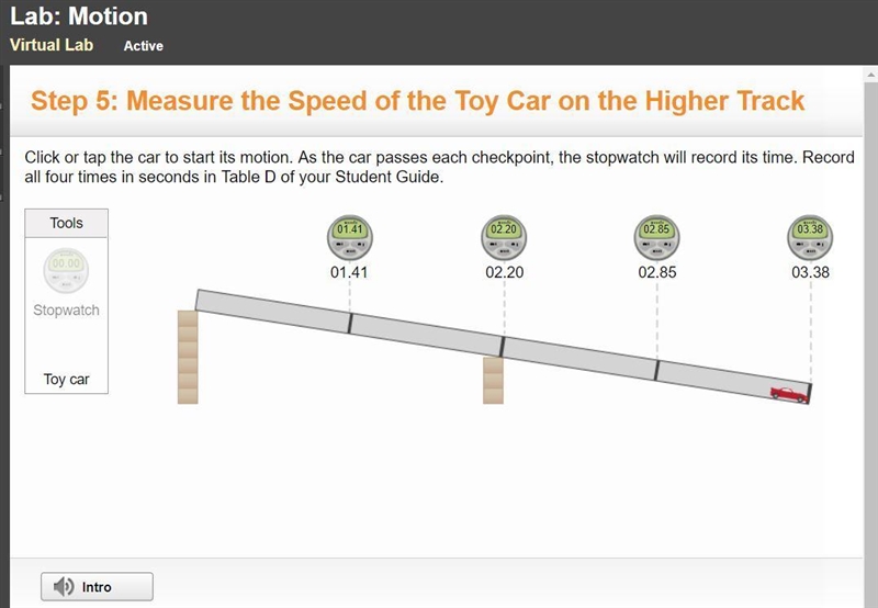 Calculate the change in time for each quarter of the track. Record the change in time-example-3