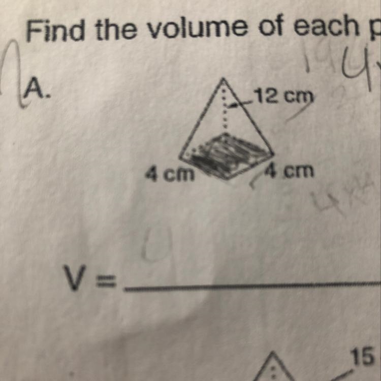 Find the volume using 1/3 x base x height-example-1