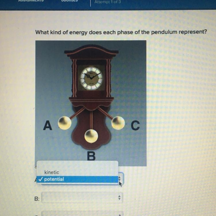 What kind of energy does each phase of the pendulum represent-example-1