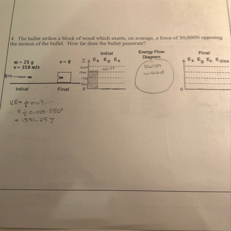 How far does the bullet penetrate and how do I figure this out?-example-1