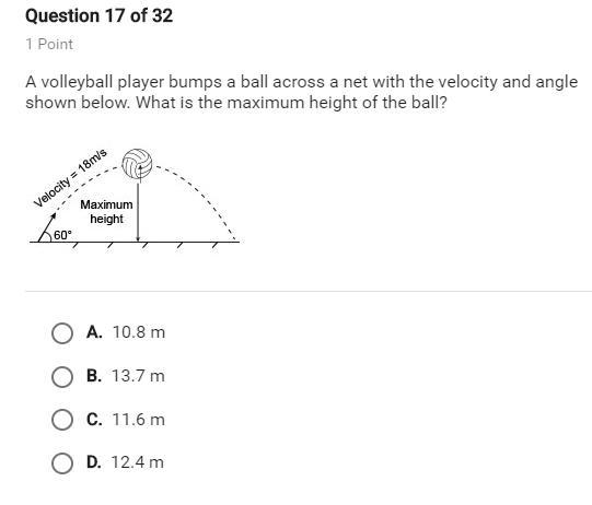 A volleyball player bumps a ball across a net with the velocity and angle shown below-example-1