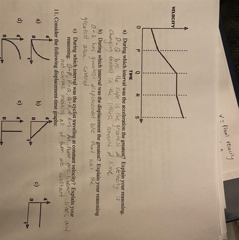 Confused about c). Would it be Q-R because the velocity isn’t increasing or all of-example-1