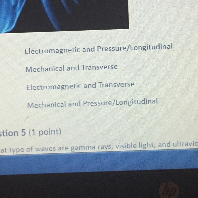 HELP ASAP!!!!!!! • • • • • • What type of waves are sound waves ?-example-1