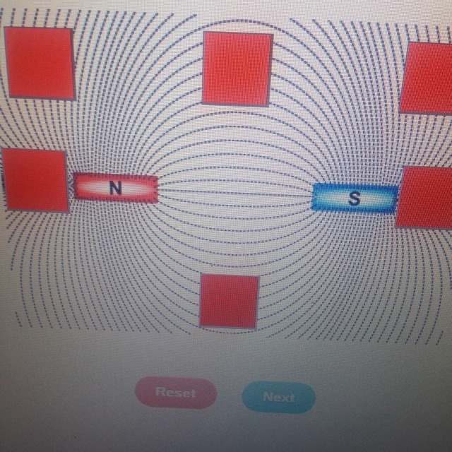 The image shows a magnetic field around the poles of a magnet. Identify the areas-example-1