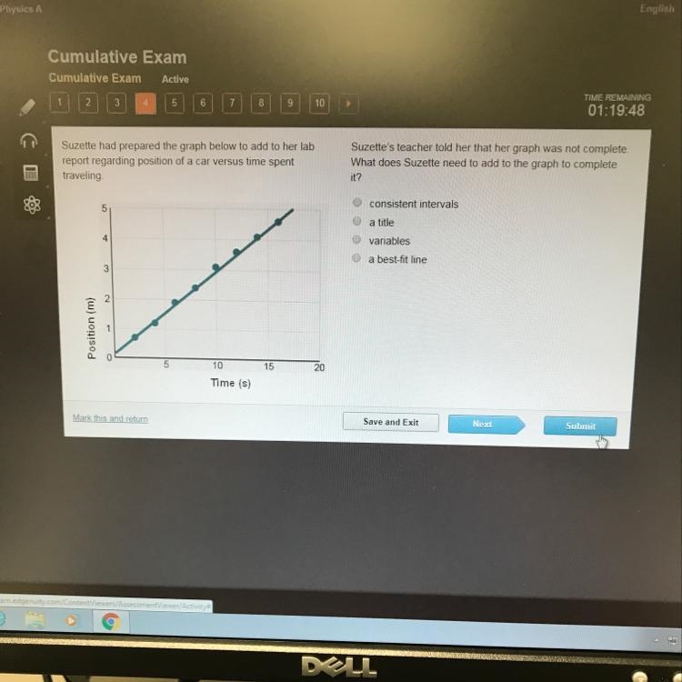 Suzette had prepared the graph below to add to her lab report regarding position of-example-1