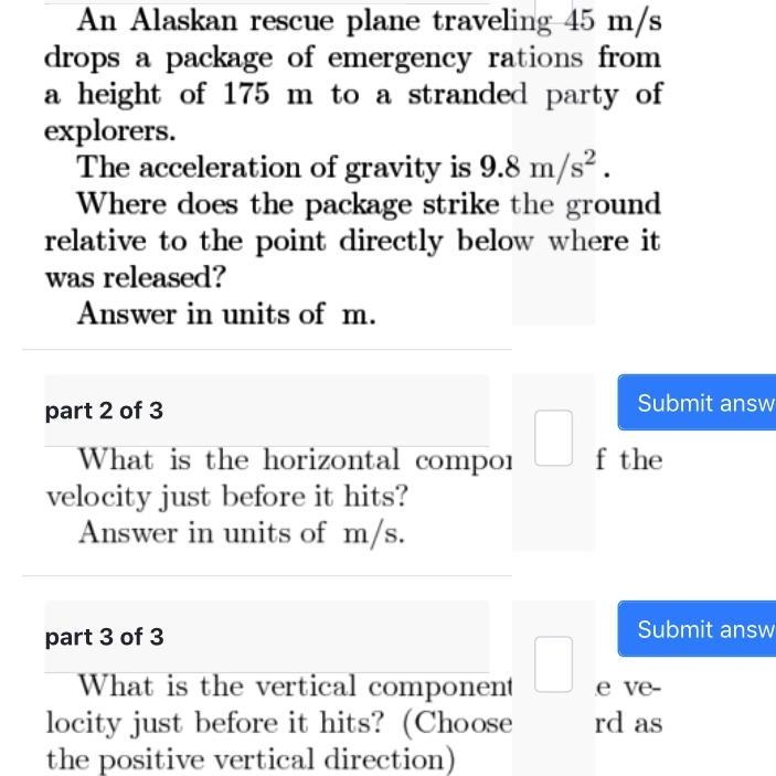 MathPhys Second part says What is the horizontal component of the velocity just before-example-1