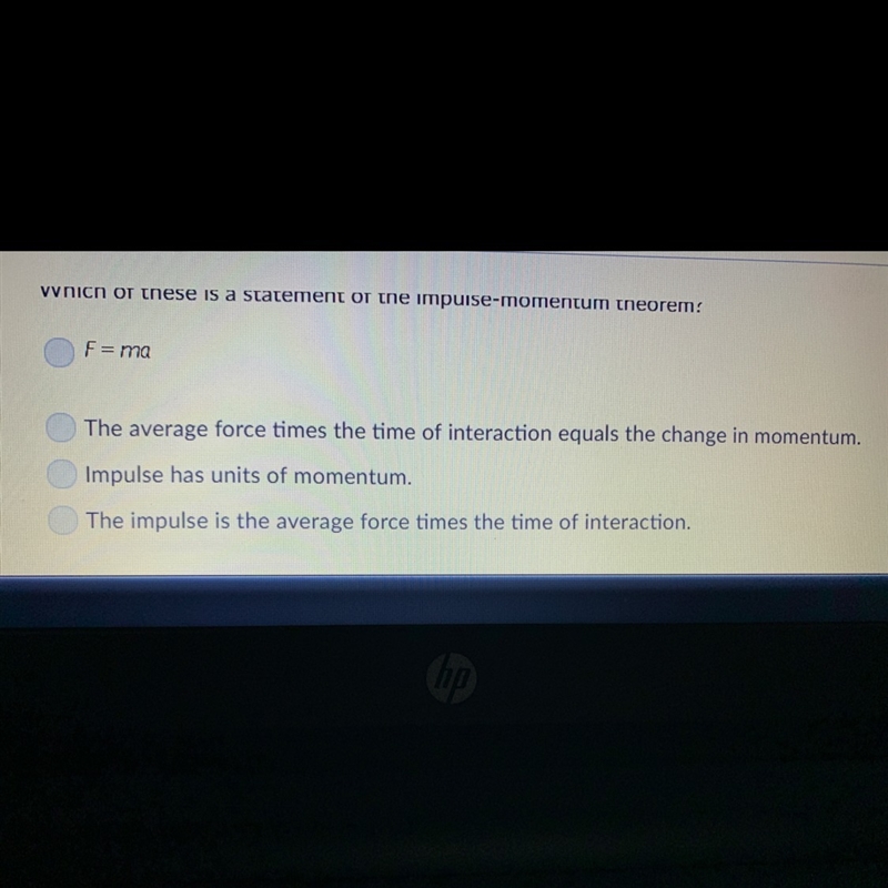 Which of these is a statement of the impulse-momentum theorem-example-1