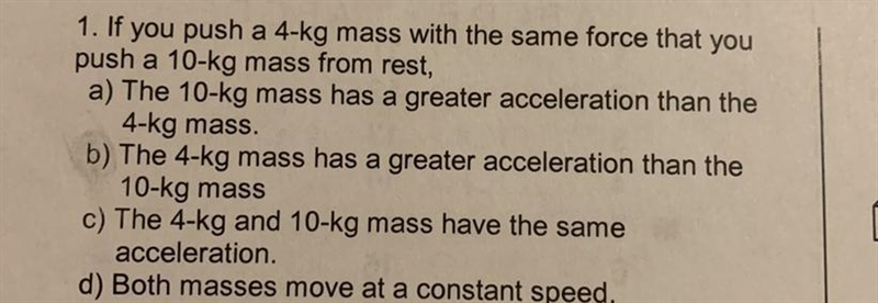 If you push a 4-kg mass...-example-1