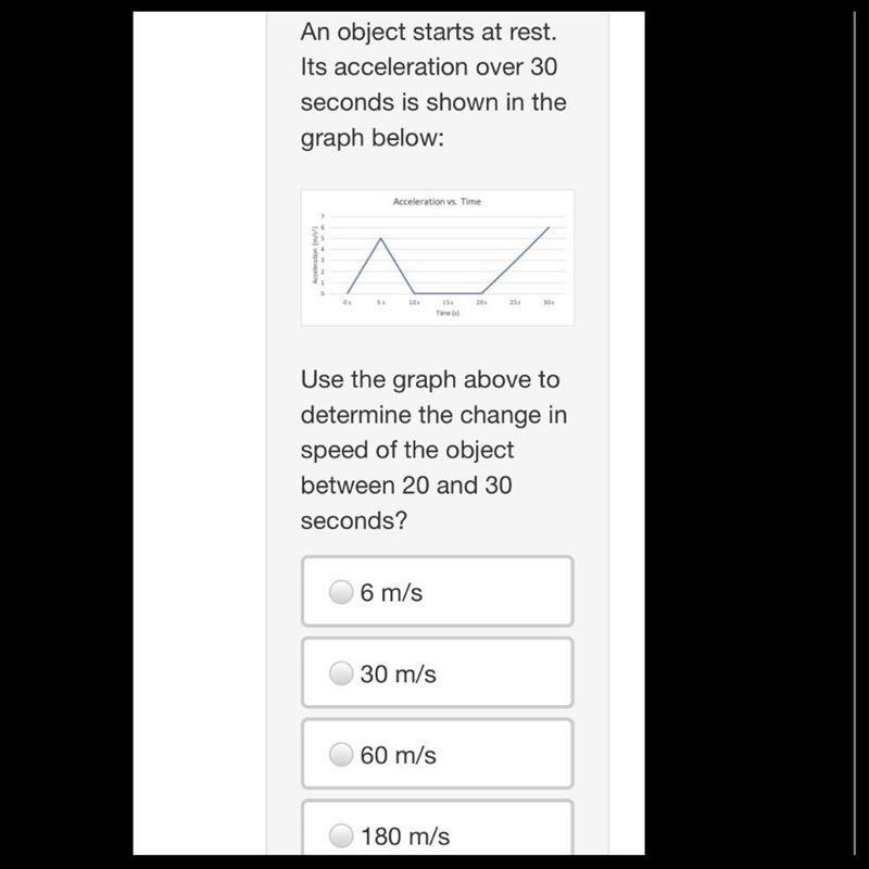 Use the graph above to determine the change in speed of the object between 20 and-example-1