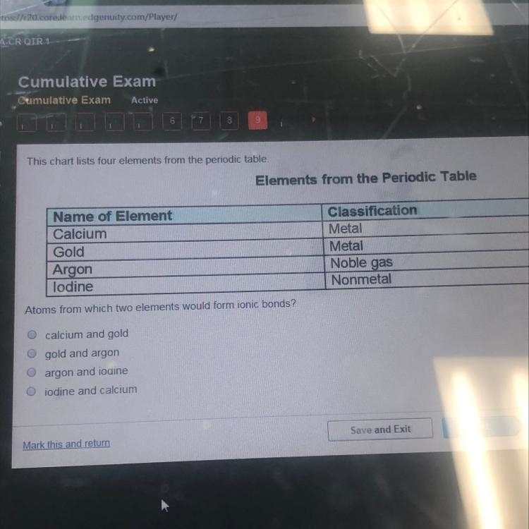 Atoms from which two elements would form ionic bonds?-example-1