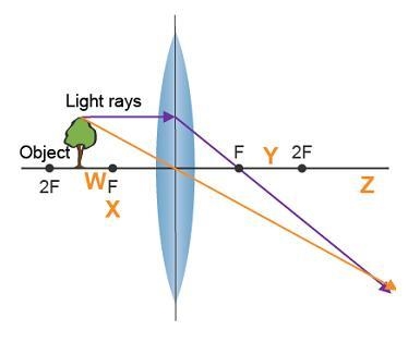 A ray diagram is shown. Which letter represents the location of the image produced-example-1