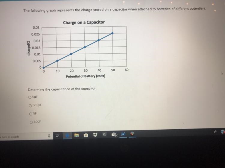 Determine the capacitance of the capacitor.-example-1