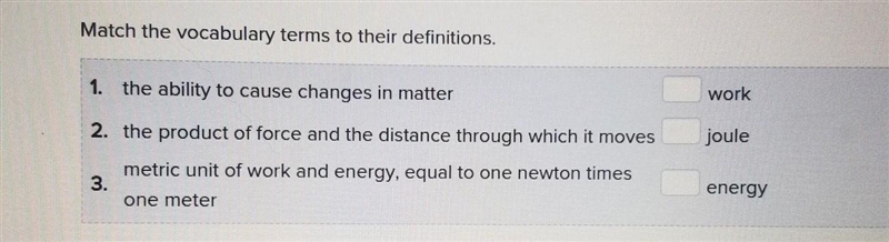 Match the vocabulary terms to their definitions.​-example-1