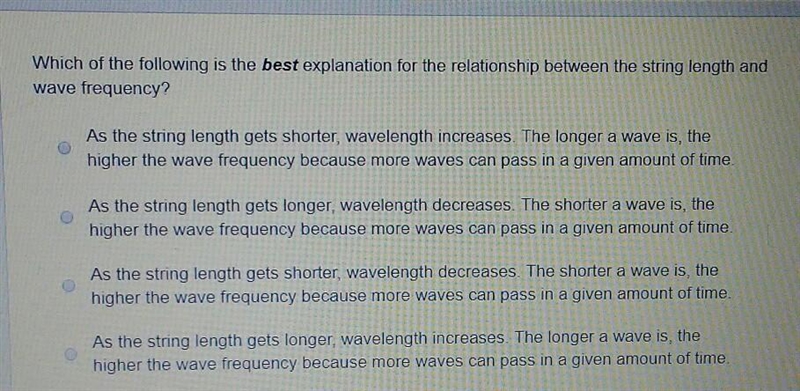 which of the following is the best explanation for the relationship between the string-example-1