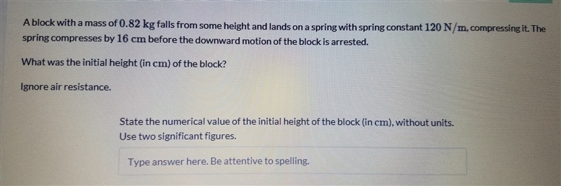 found the potential spring energy. not sure how to find the height of the block by-example-1