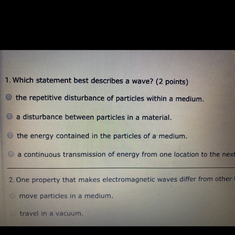 Which statement best describes a wave HELP FAST!!!!!!!-example-1