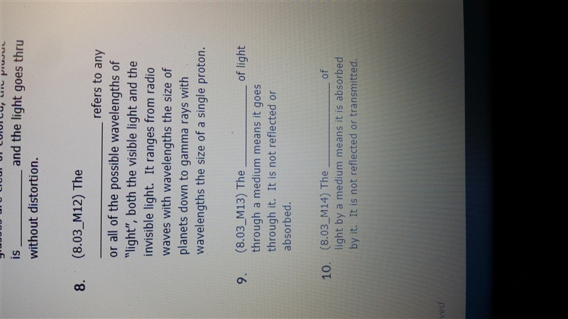 Please match the words to the definitions!! absorption Index of Refraction light-year-example-3