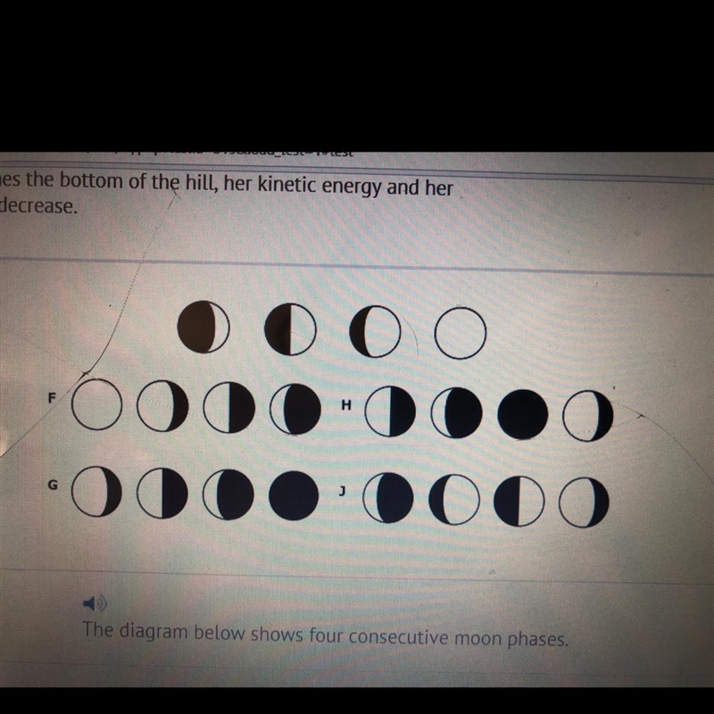 Which of the following diagrams shows the next four moon phases in correct order?-example-1