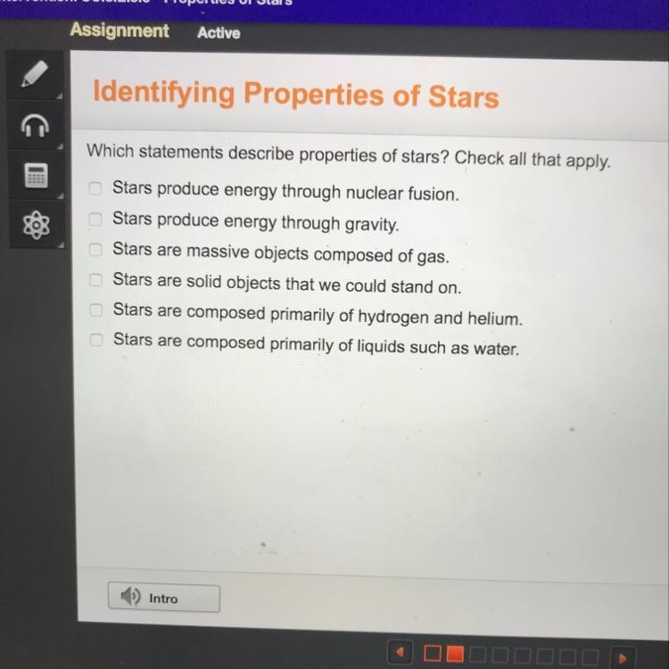 Which statements describe properties of stars?-example-1