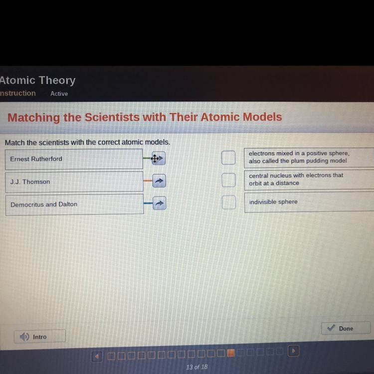 Which scientist goes with what atomic model? 100 points just because-example-1