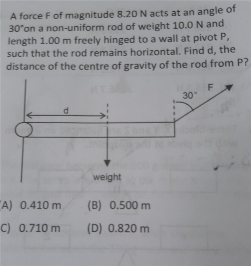 Hey pls help thanks a lot 5. A force F of magnitude 8.20 N acts at an angle of 30°on-example-1