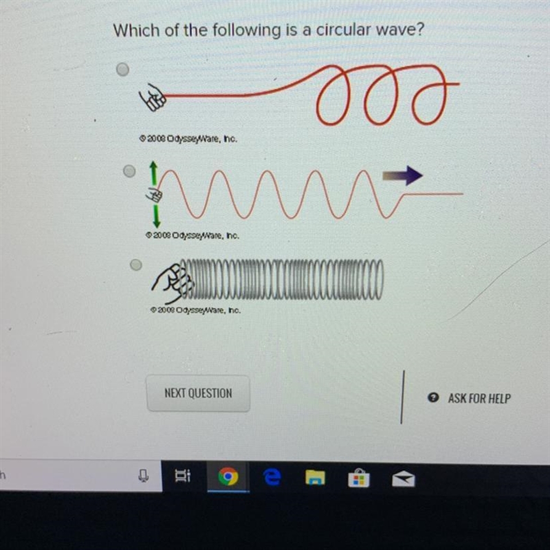 Help! ASAP Which of the following is a circular wave?-example-1