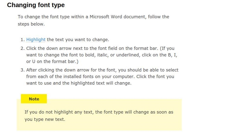 Which step needs to be done before changing the font type, size, and color of a particular-example-1