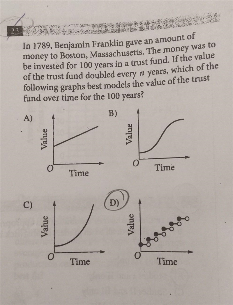 Why is the answer for 23 C? and why isn't it D?​-example-1