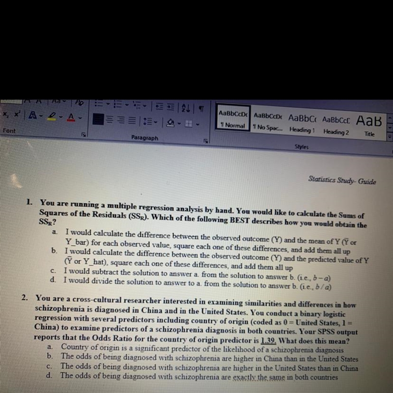 You are running a multiple regression analysis by hand. You would like to calculate-example-1