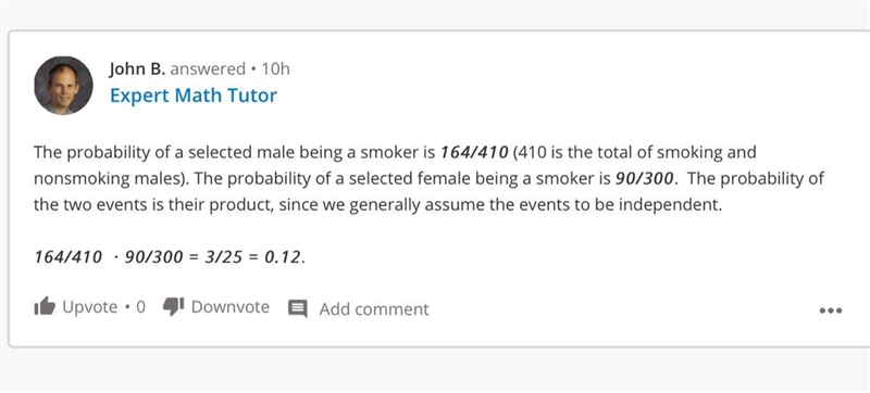 At a local college, 164 of the male students are smokers nd 246 are non-smokers. Of-example-1